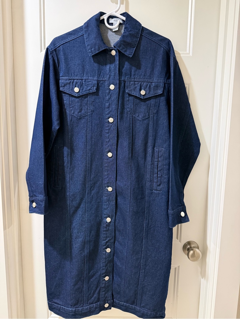 Forever 21 Dark Blue Long Denim Jacket